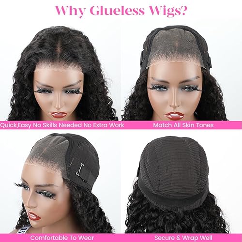 BLY 6x4 HD Lace Glueless Bob Wig Human Hair Ready to Wear and Go Short Bob Lace Pre Cut Wig Afro Kinky Curly 4C Hair 16 Inch for Women Pre Plucked Natural Black Color