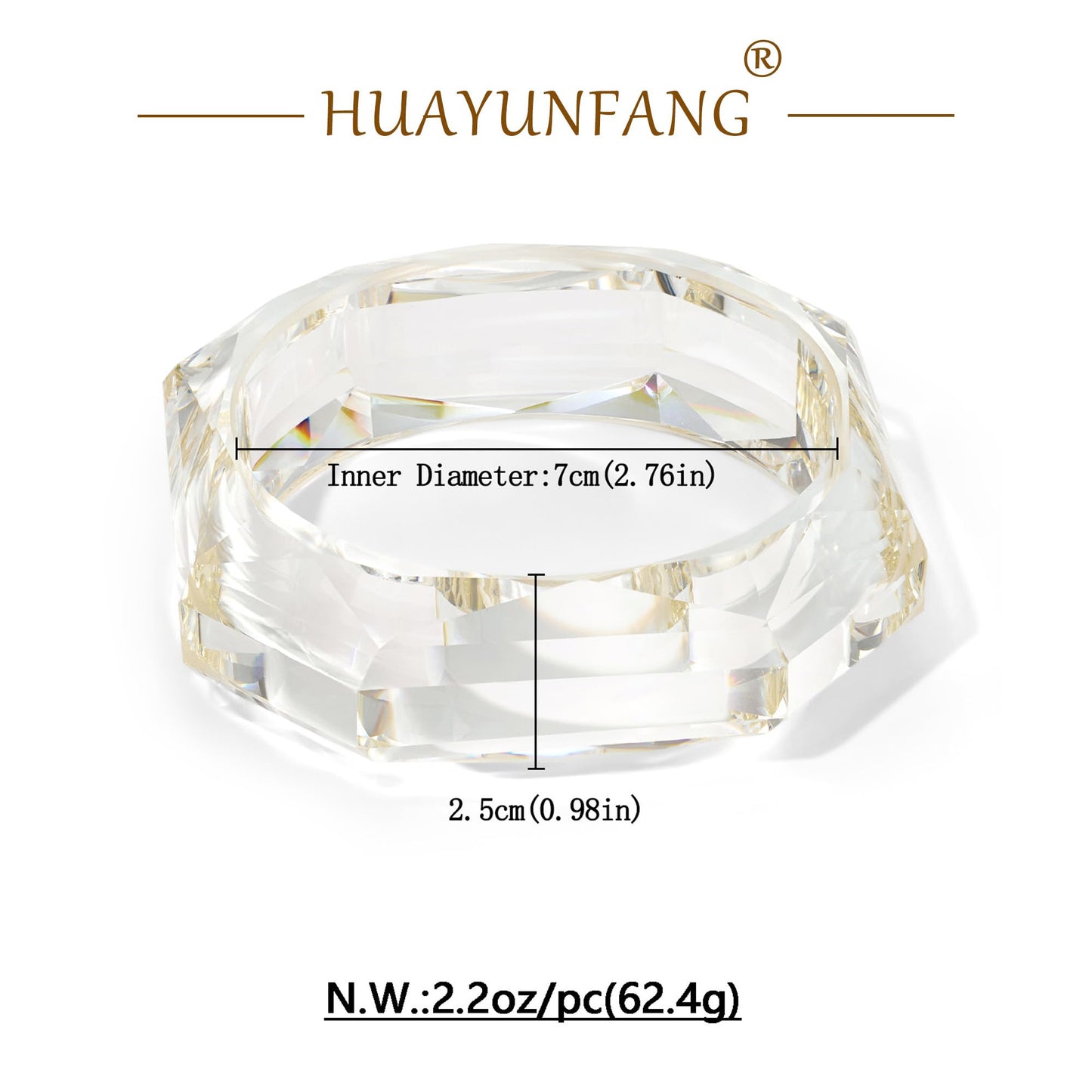 HUAYUNFANG Transparent Acrylic Resin Bracelet for Women Geometric Squre Clear Acrylic Bangles Trendy Acetate Plate Bangle Bracelet Jewelry
