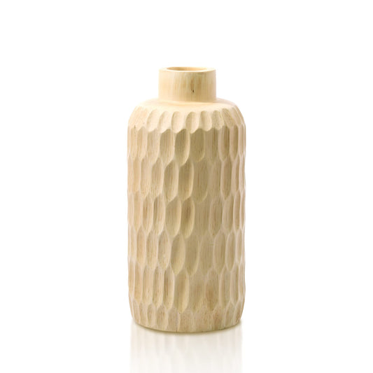 Aeravida Uniquely Etched Scales Light Brown Cylindrical Mango Tree Wooden Vase | Modern Flower Vase | Mango Tree Wooden Flower Vase | Handmade Home Office Table Vase| Flower Vases for Living Room