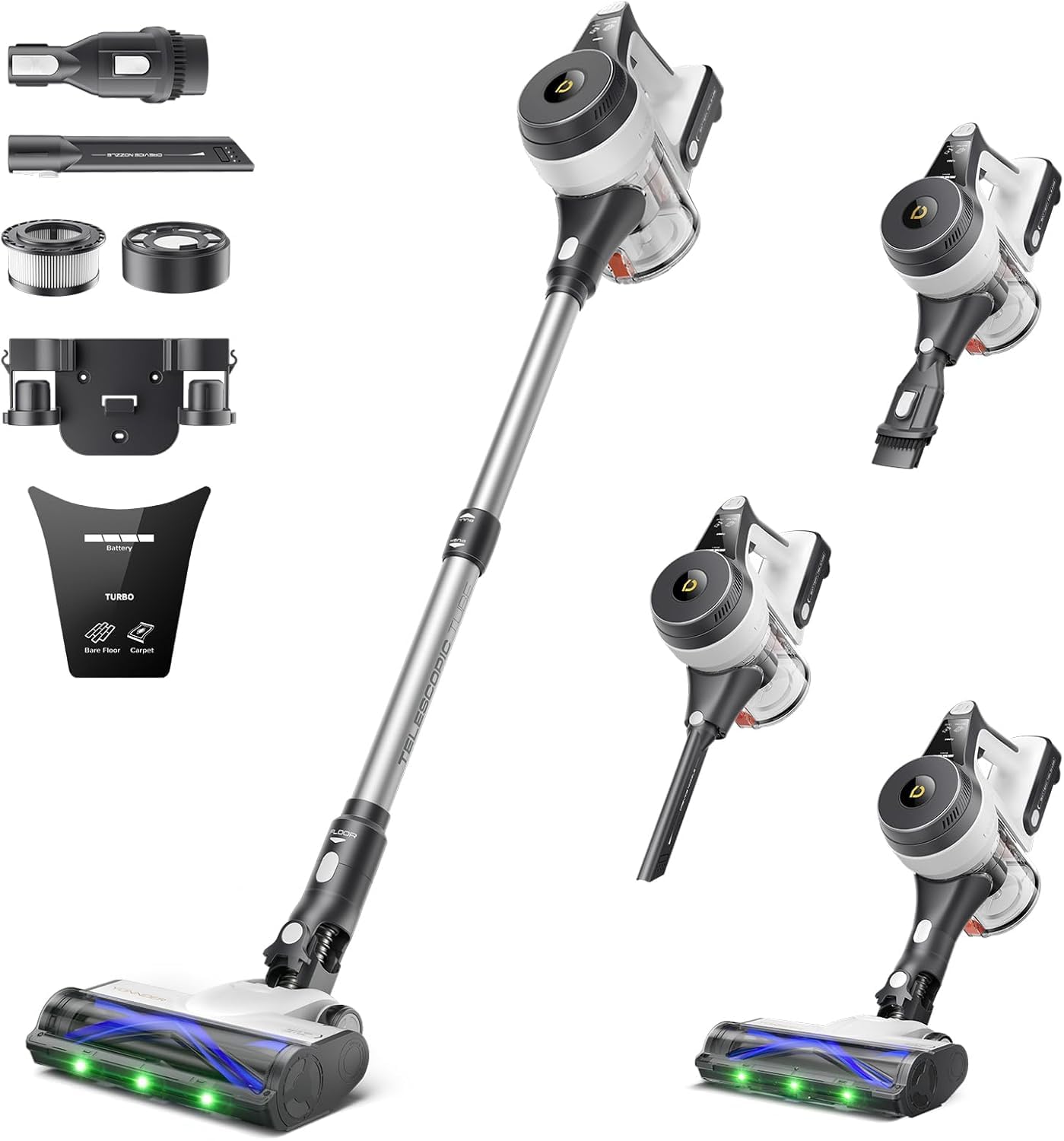 YONNDER Cordless Vacuum Cleaner, 550W 55KPA 70Mins Powerful Vacuum Cleaners for Home, with Anti-Tangle, LED Display Screen, Self-Standing Stick Vacuum for Hardwood Floors/Pet Hair/Carpet, M1