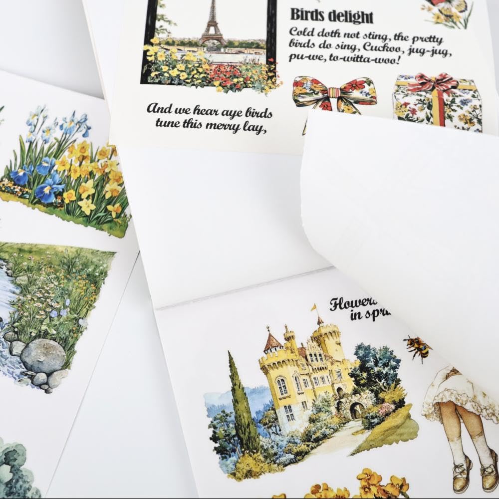 Dwpetzo Scrapbook Sticker Book for Scrapbooking, Golden Horizon Theme, 20 Sheets A5 Pre-Cut Washi Paper PET Stickers for Journaling, Junk Journal Supplies, Bujo, Collage, Crafts Arts