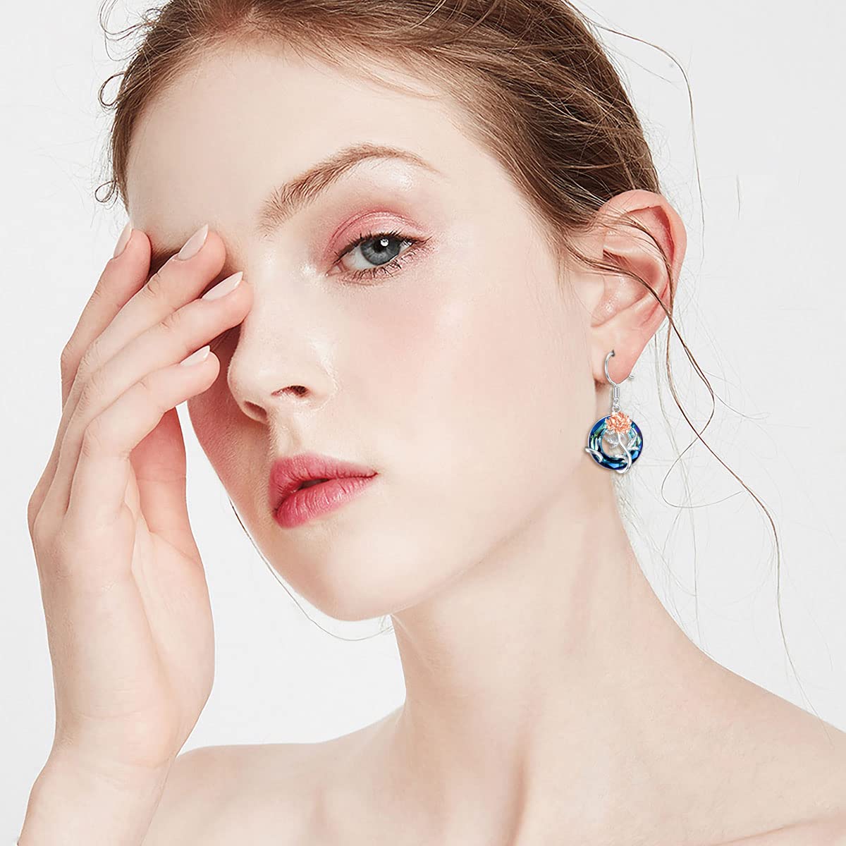 TOUPOP September Birth Flower Earrings Peony Drop Dangle Earrings Blue Crystal Jewelry Birthday Mothers Day Gifts for Women Mom Her