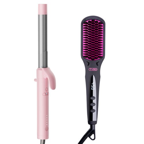 Rotating Curling Iron for Beach Waves + TYMO One-Step Hair Straightening