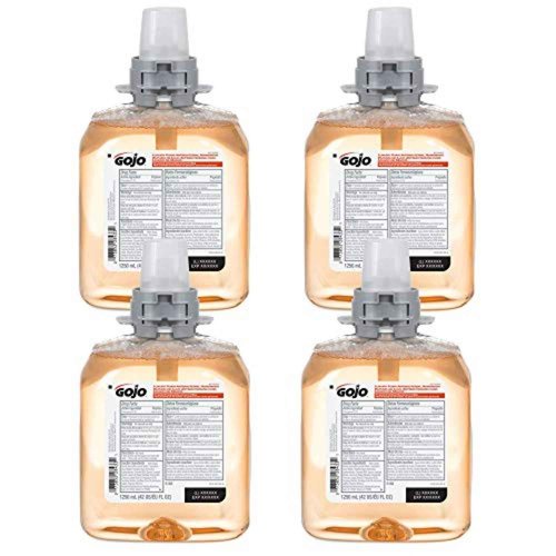 GOJO Luxury Foam Antibacterial Handwash, Fresh Fruit Fragrance, 1250 mL Foam Hand Soap Refill FMX-12 Push-Style Dispenser (Pack of 4) – 5162-04