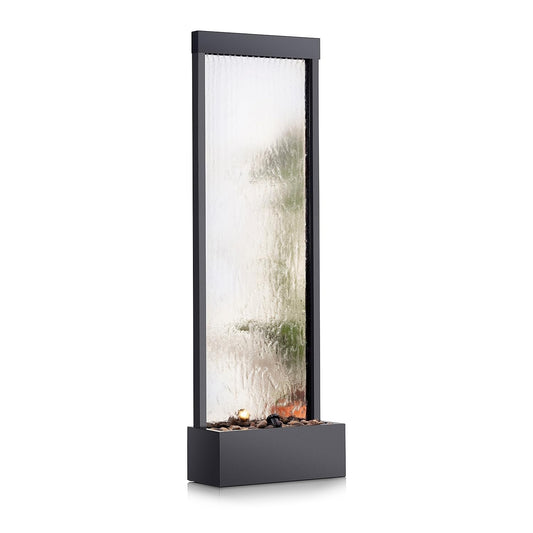 Alpine Corporation Mirror Waterfall Fountain with Stones and Lights - Zen Indoor/Outdoor Decor for Office, Living Room, Patio, Entryway - 72 Inches