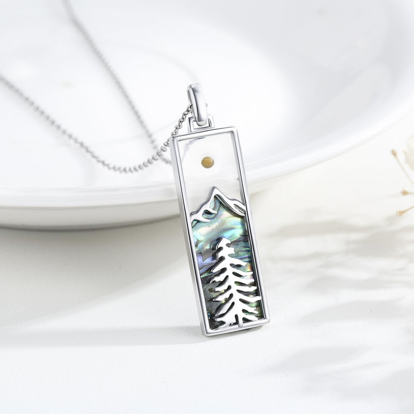 Suiknsn Mountain Necklace 925 Sterling Silver Faith Mustard Seed Necklace Outdoor Mountain Pendant Necklace Hiking Jewelry Graduation Gifts for Women Girlfriend