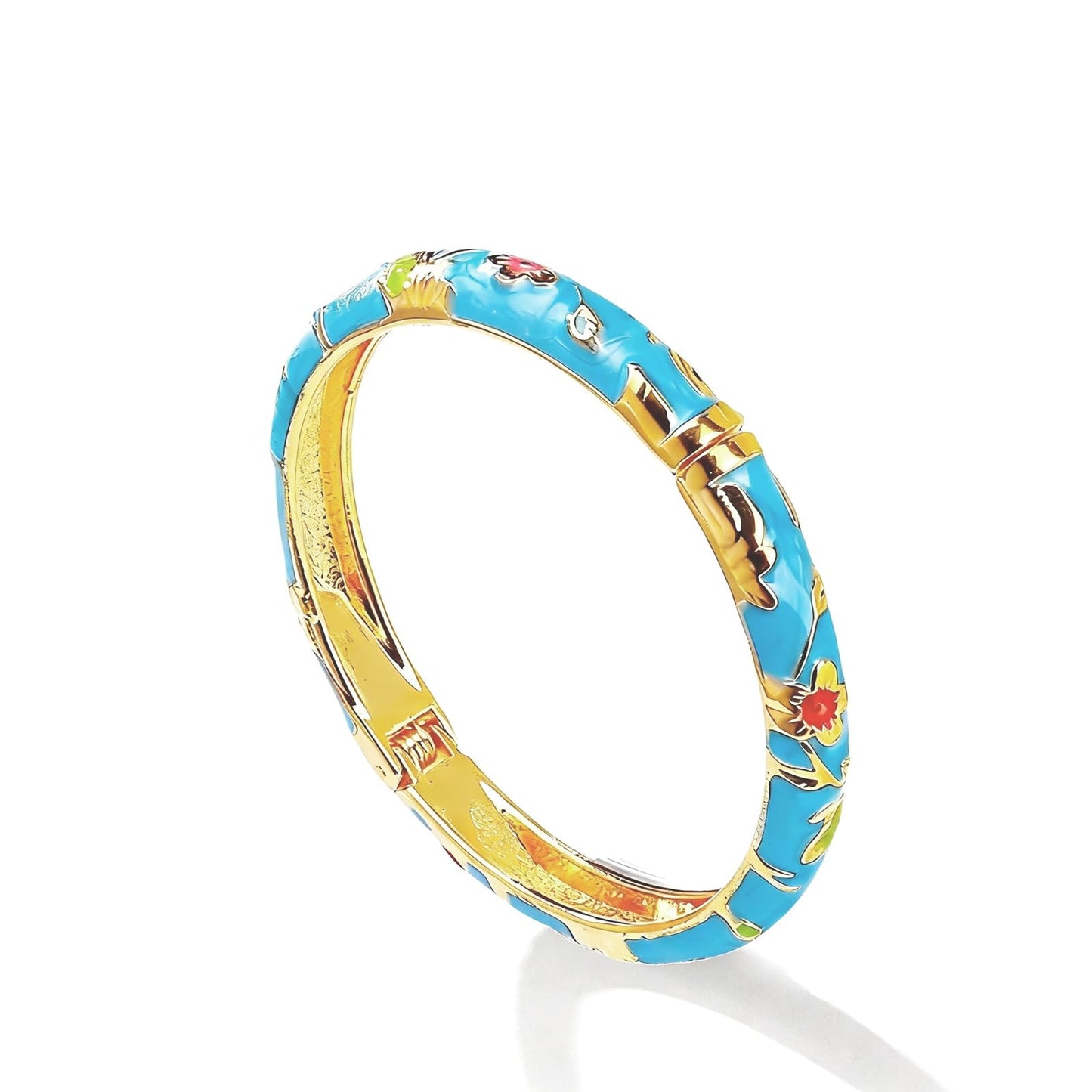 KummerSaprk Vintage Flower Bangle for Women Chinoiserie Cloisonne Bracelet for Women Trendy Women's Bangle Bracelets Cloisonne Jewelry Gifts