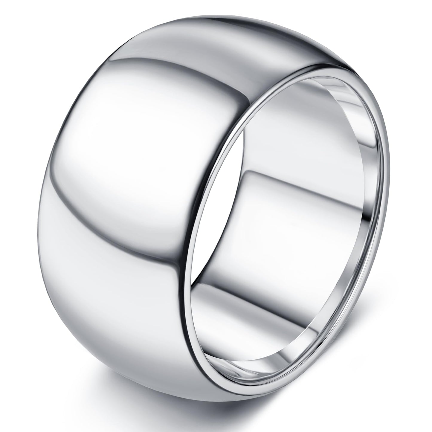 Florideco 12mm Stainless Steel Ring Wedding Bands for Women Mens Ring Wedding Band Plain Dome High Polished Size 6