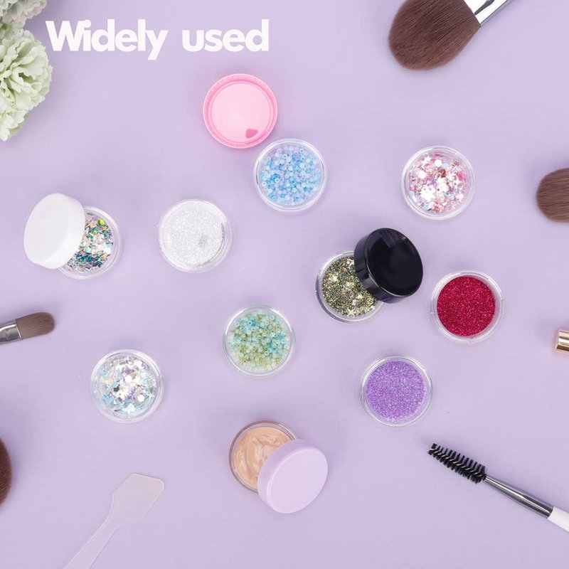 5 Gram Sample Containers With Lids, 200 Count 5ML Jars, Empty Cosmetic Jars for Glitter, Lotion, Cream, Beads - With Labels, Mini Spatulas