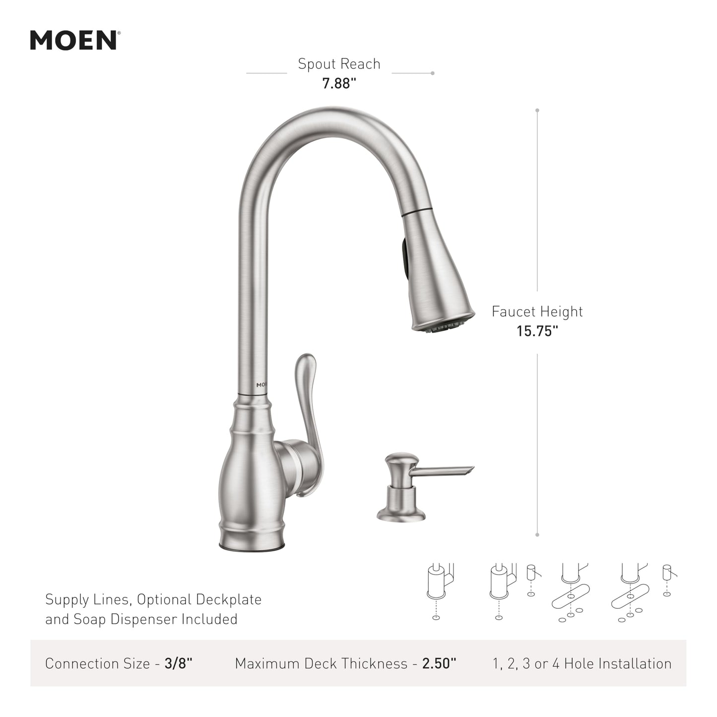 Moen CA87003BRB Single Handle Kitchen Faucet with Pullout Spray from the Anabelle Collection, Mediterranean Bronze