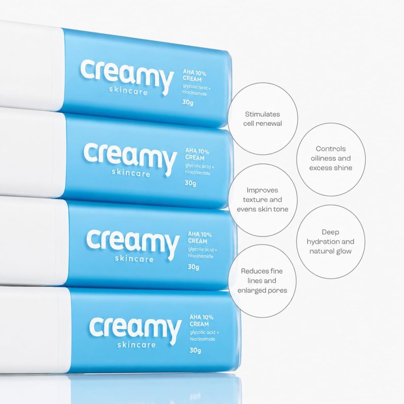 Creamy Skincare 10% Glycolic Moisturizer, Exfoliating Face Cream with Glycolic Acid, Niacinamide, and Hypskin, Nourishing, and Hydrating Cream, 1 fl oz/30mL