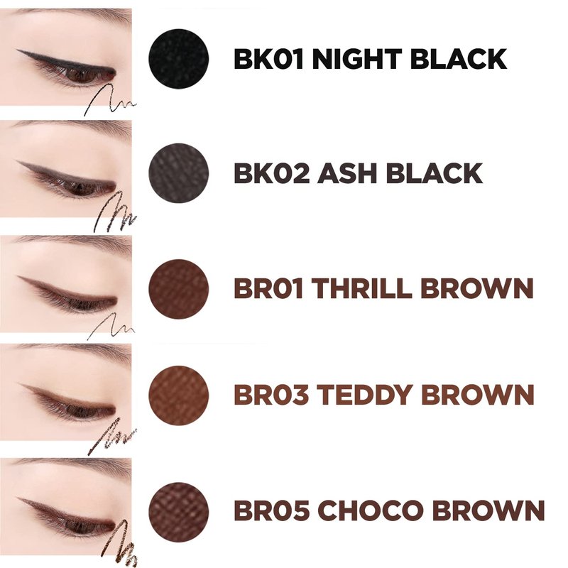 THESAEM Eco Soul Powerproof Super Slim Eyeliner - Smudge Proof Gel Eyeliner - Micro Precision Tip (2mm) - Highly Pigmented & Long-lasting Eye Makeup Glides on Smoothly, 0.1g (BR05 Choco Brown)