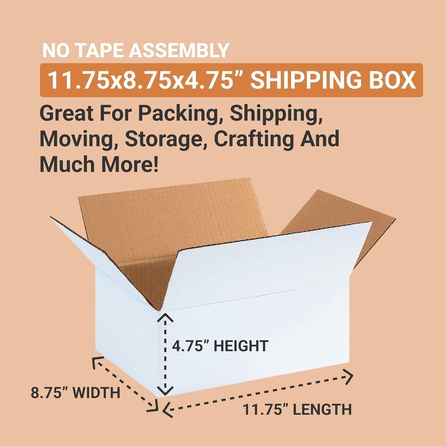 AVIDITI White Shipping Boxes 12"L x 10"W x 10"H (25 Pack) Small to Medium Mailing Box for Small Business Packaging, Mailers, Gifts & Storage