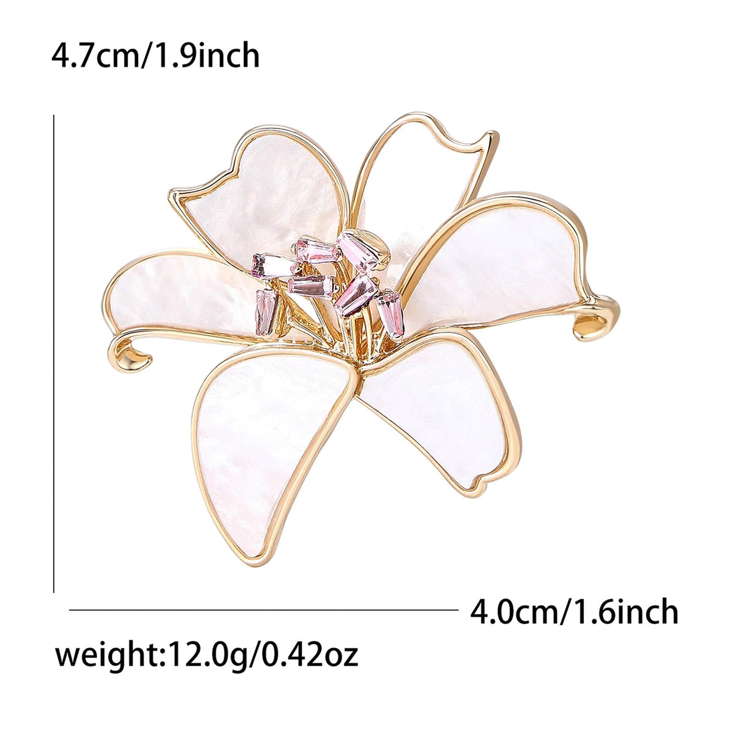 Enamel Lily Floral Brooch Fashion White Rhinestone Crystal Lapel Pins Vintage Elegant Brooch Mother's Day Wedding Gift Jewelry