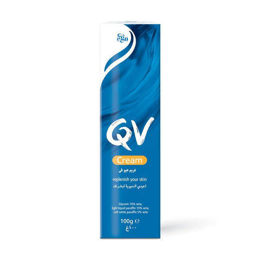 QV Cream with 10% Glycerin (100g) Rich Protective Moisturiser for Sensitive, Dry Skin, Fragrance Free, Noncomedogenic Body Cream, Hydrating Skin Care for Eczema, Psoriasis, Dermatitis, Tube