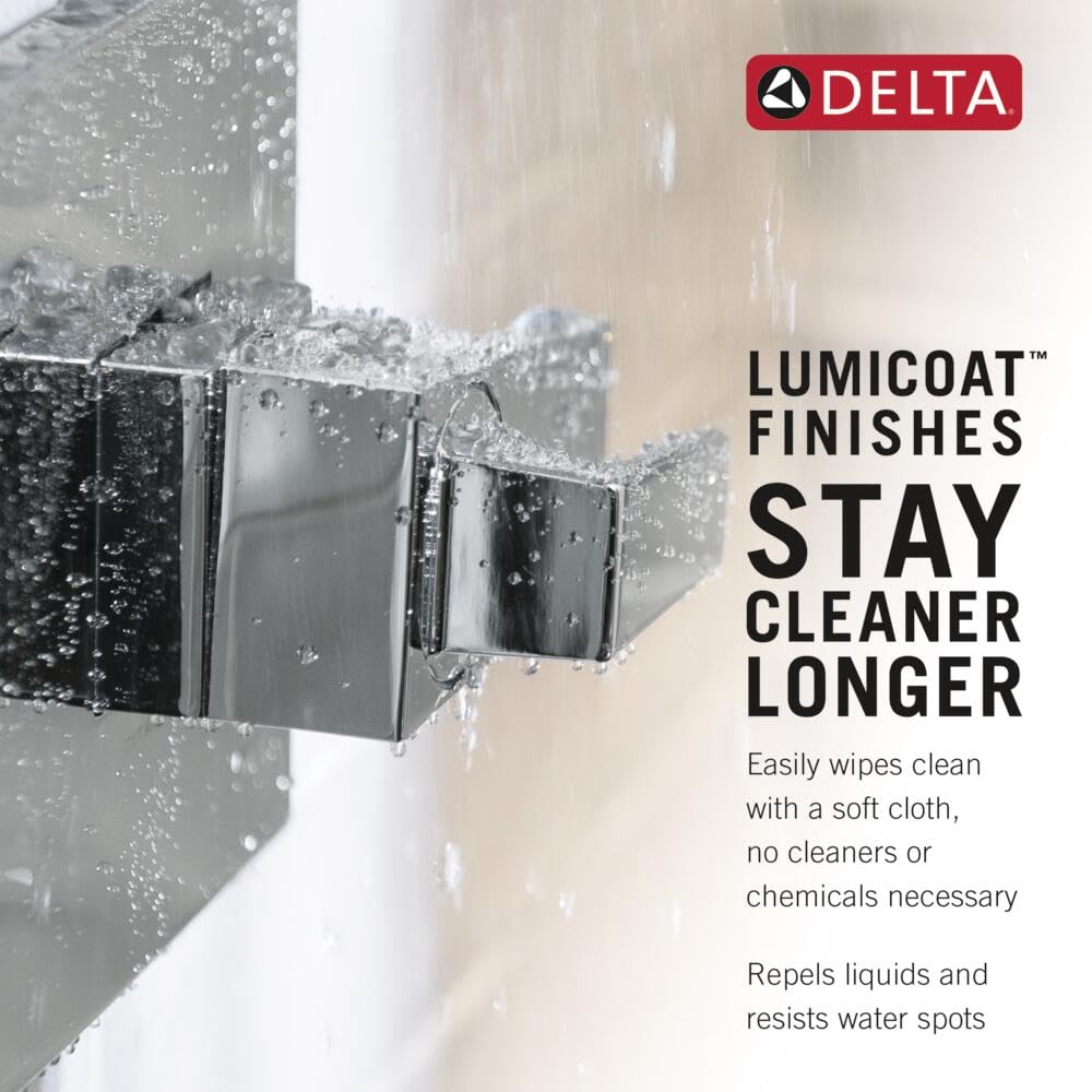Delta Tetra Single-Function Shower Handle Trim Kit with 3-Way Integrated Diverter, Chrome Shower System Valve with Diverter, Lumicoat Stainless T24889-SS-PR (Valve Not Included)