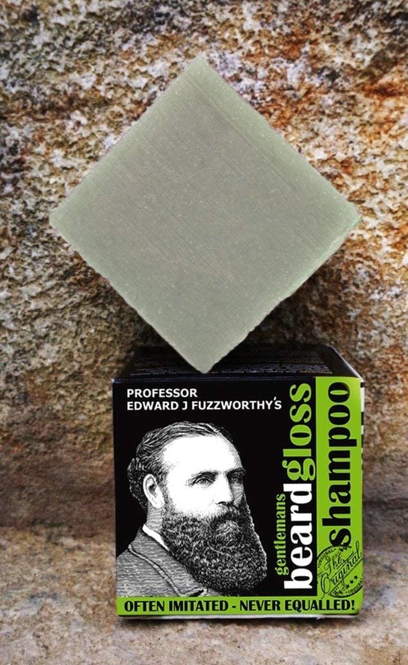 Professor Fuzzworthy's ACV Beard Shampoo Bar & Magnetic Soap Holder Men's Grooming Gift Kit | 100% Natural Beard Wash with Organic Ingredients- Eco Friendly Wooden Soap Dish for Shower & Bath