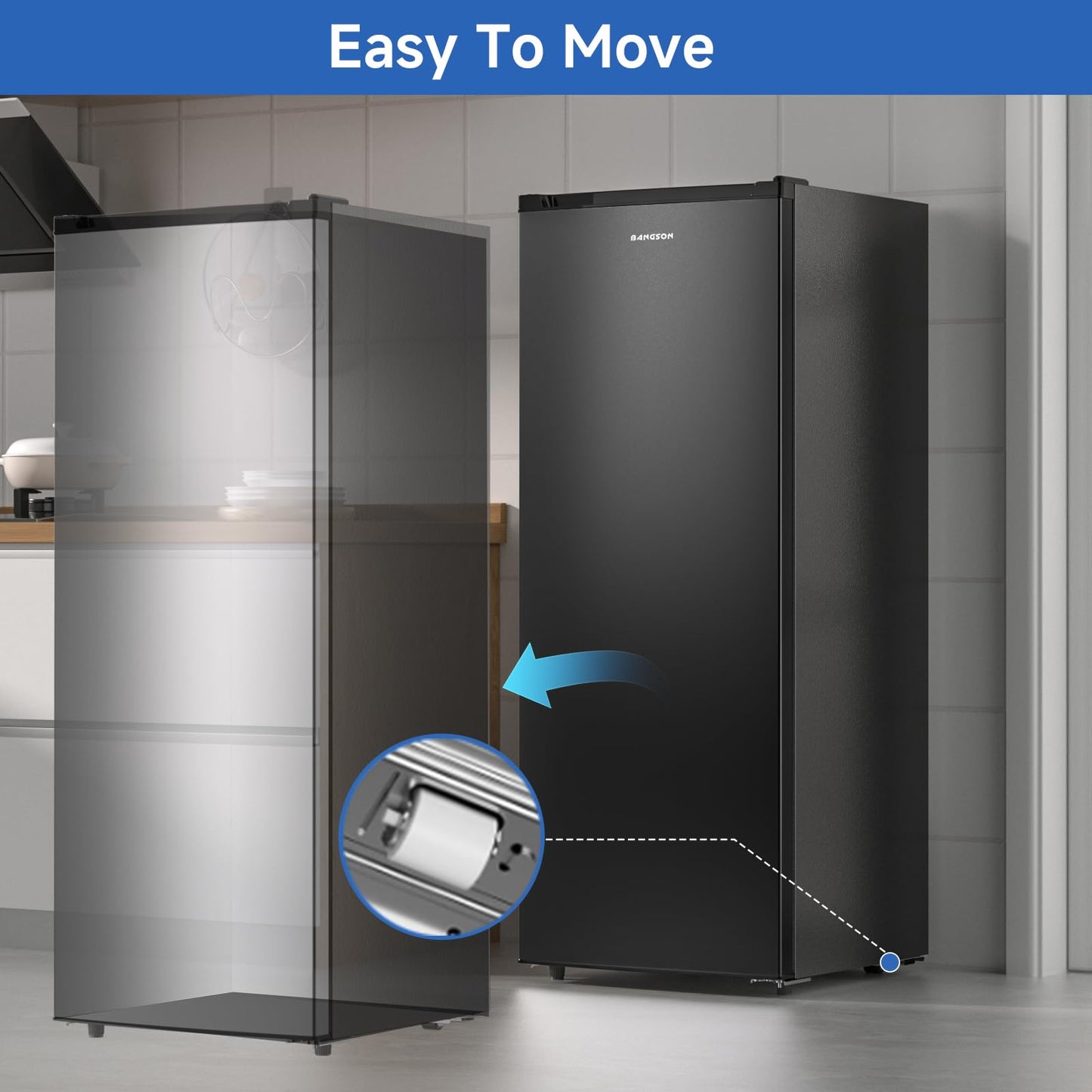 BANGSON Upright Freezer, 7.0 Cu.ft Stand Up Freezer, Convertible Upright Freezer/Refrigerator, Single Door for Kitchen,Garage, Office, Apartment, Black