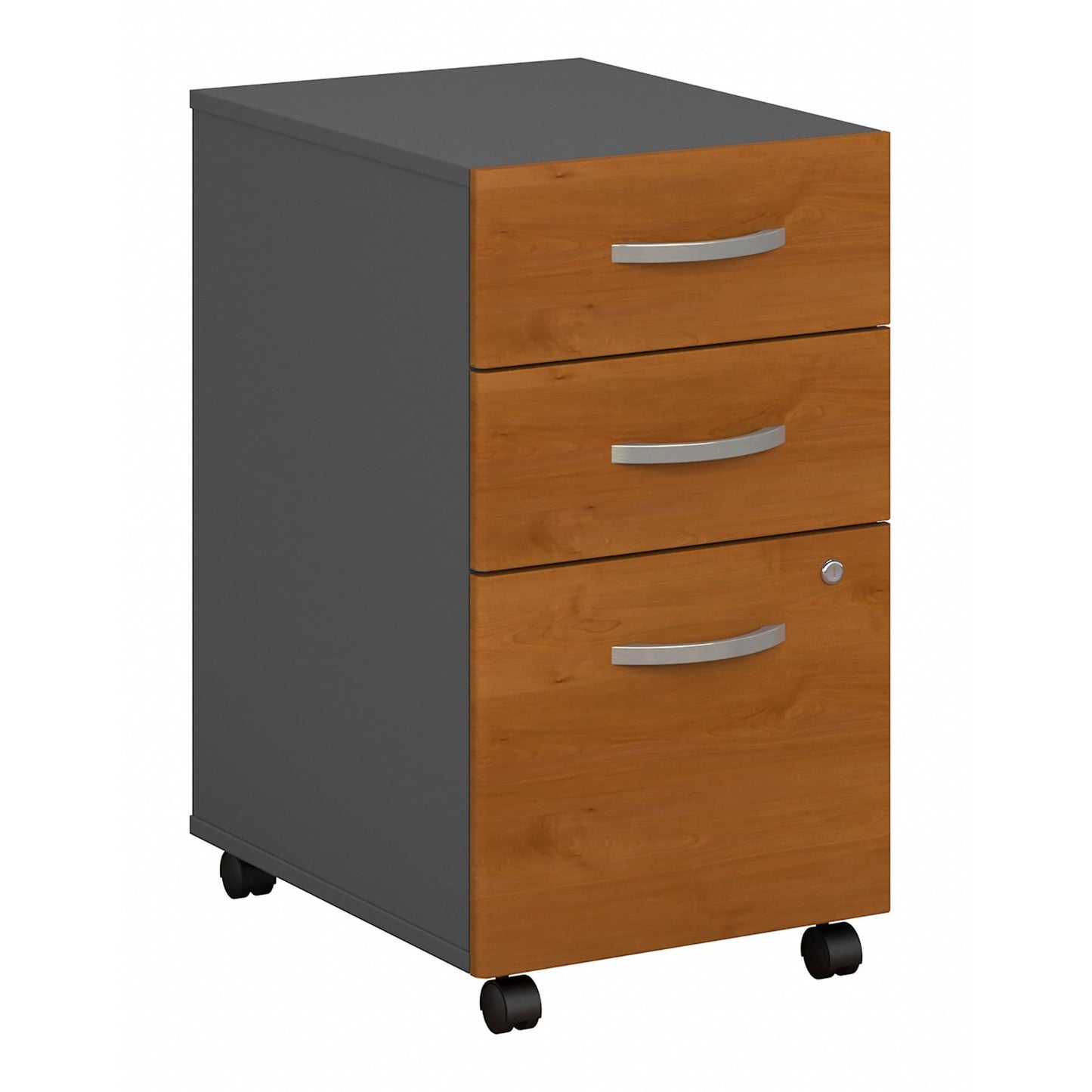 Bush Business Furniture Series C 3 Drawer Mobile File Cabinet in Natural Cherry, Assembled Office Storage Unit for Home or Commercial Spaces