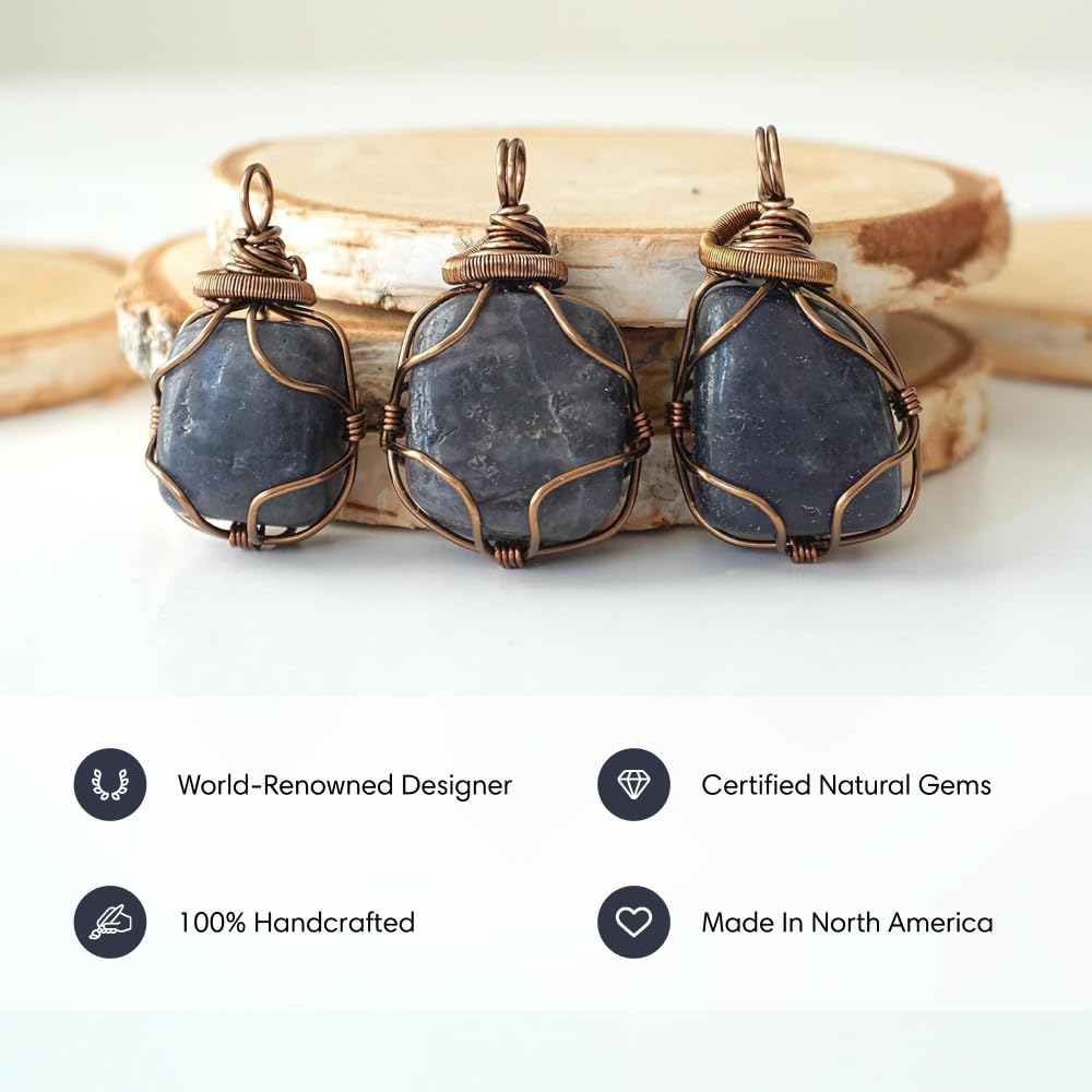 Designs by Nature Gems Natural Certified Sapphire Necklace for Women - September Birthstone Necklace for Women - Designer Pendant Necklace - 60-65 Carat Sapphire, Antique Bronze Chain