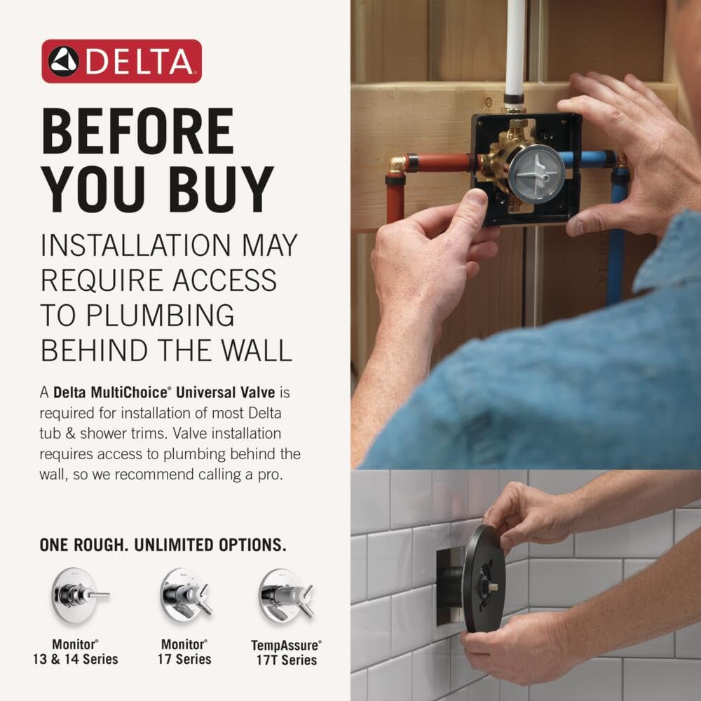 Delta Faucet Trinsic Matte Black Shower Valve Trim Kit for Black Shower Systems and Shower Faucets, Delta Shower Handle Replacement, Shower Faucet Handle, Matte Black T14058-BL (Valve Not Included)