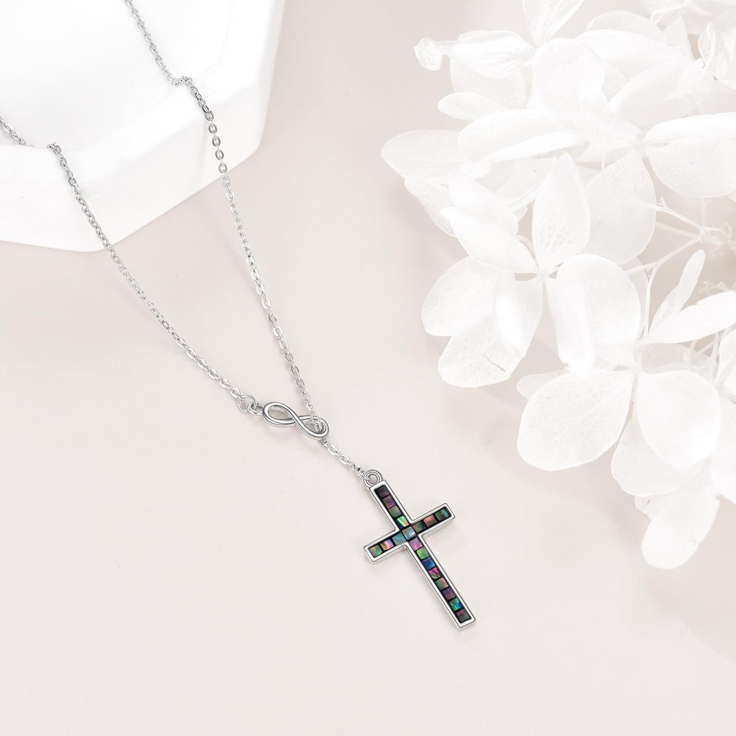 YFN Cross Necklace Sterling Silver Infinity Cross Pendant Lariat Y Jewelry Religious Gifts for Women Men