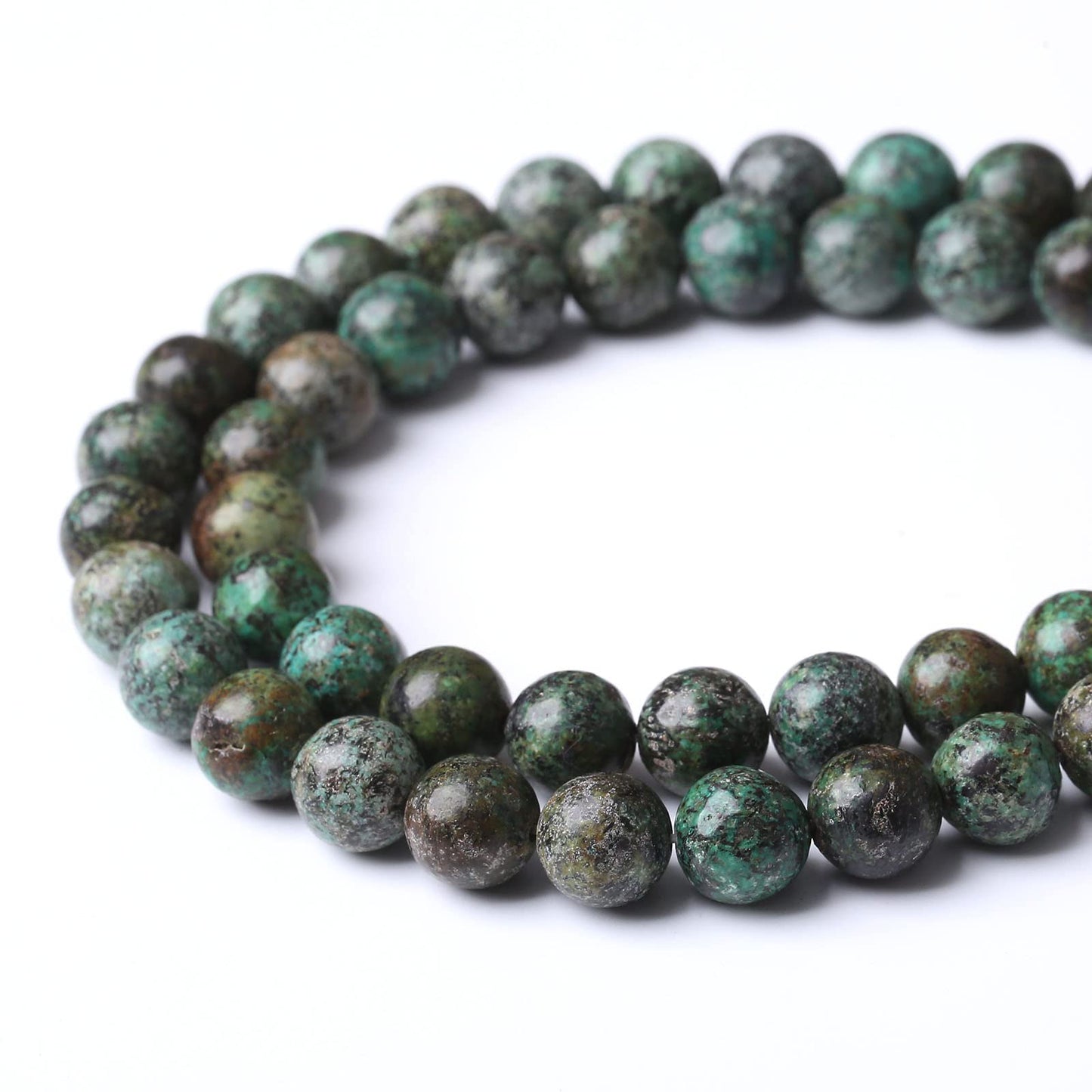 African Turquoises Stone Natural Stone Beads Gems Round Loose Beads Jewelry Making DIY Bracelet Necklace Accessory 1 Strand 45PCS 8MM 15"