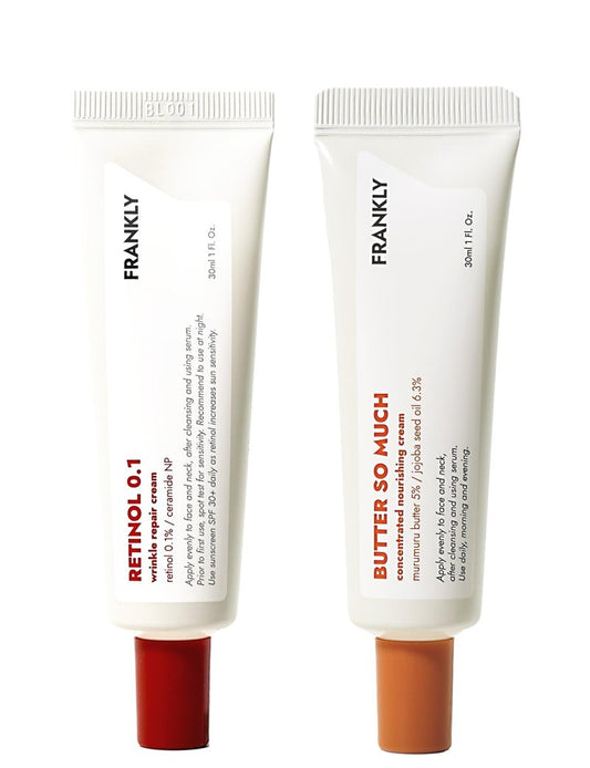 FRANKLY Skin Repair Duo: Retinol 0.1% Cream & Butter So Much Cream | Gifts for Women | Anti-Aging & Skin Turnover | Deep Moisturization | Vegan Butter & Jojoba Oil | Korean Skincare Set | Cruelty-Free