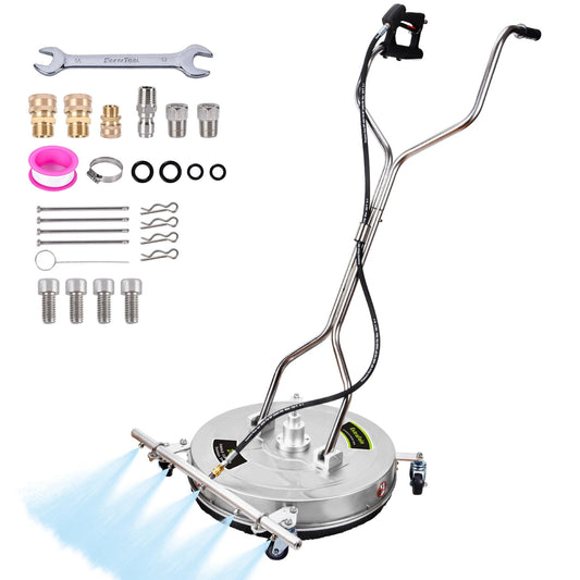 24" Pressure Washer Surface Cleaner Mate with 5 Nozzles Water Broom, Stainless Steel Dual Handle Power Washer Surface Cleaner Hot Water Supported for Patio Decker Concrete Driveway, 4200 PSI