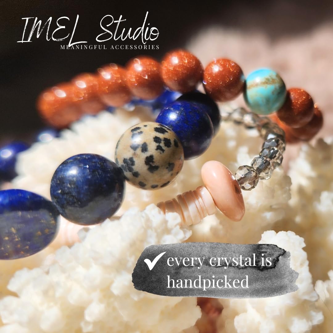 Handmade Jewelry: Crystal Bracelets for Women with Natural Gemstones - Boho Gifts by IMEL Studio (Delicate Coral Moon for consciousness and intuition)
