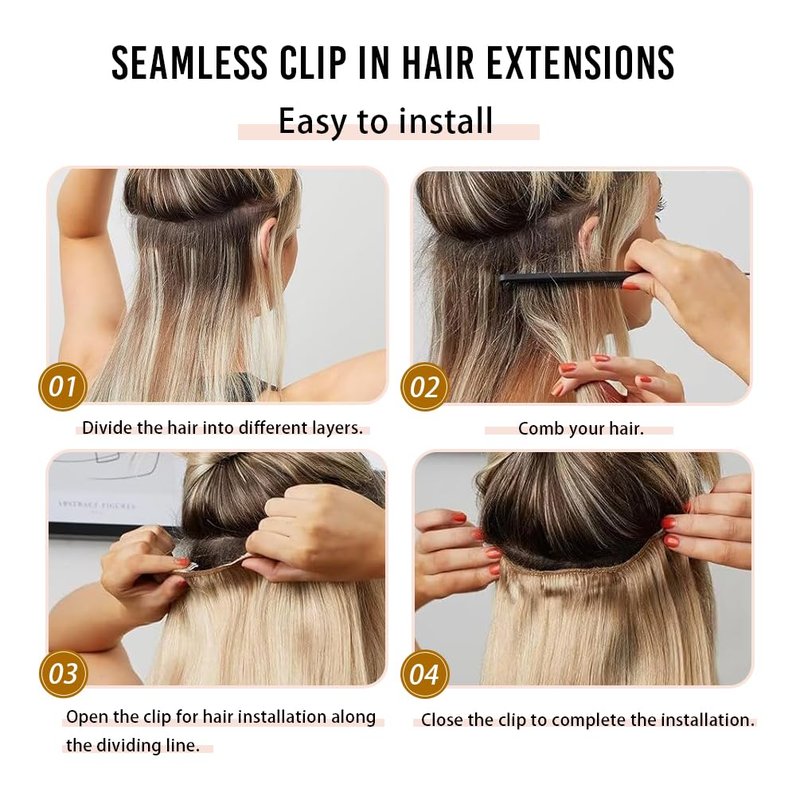 Clip in Extensions 14 Inch 100g Real Human Hair Clips for Women 8 Pieces Remy Hair Extensions Clip Ins Medium Brown