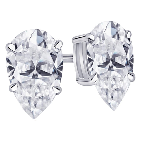 18K White Gold 0.5 Carat Pear Shape LAB GROWN Diamond IGI Certified Stud Earrings for women 4 Prong Push Back (E/F Color VS2/SI1 CLARITY)