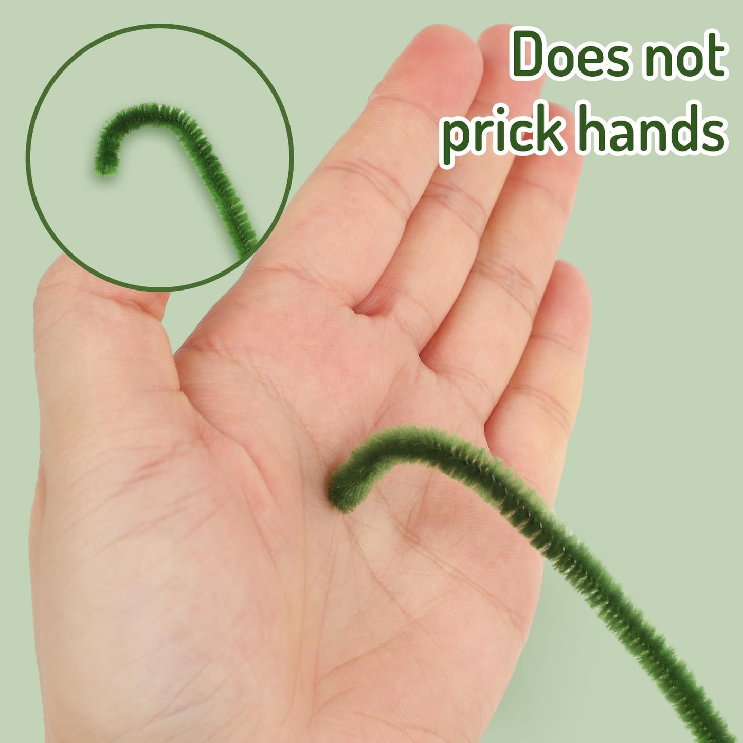 Whaline 300Pcs Green Pipe Cleaners Olive Green Chenille Stems DIY Craft Set for Holiday Birthday Wedding Party Decoration, 12 x 0.2 Inch
