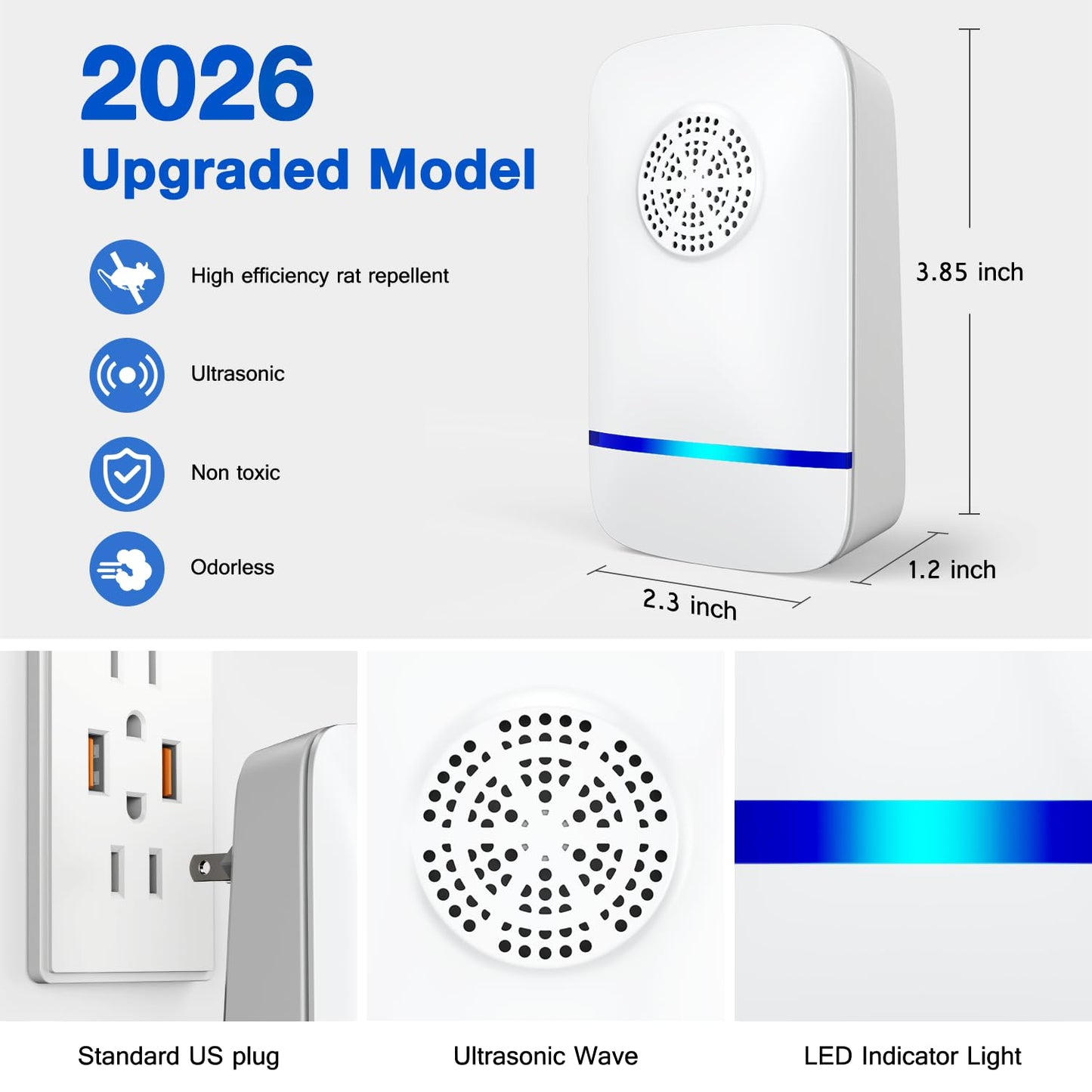 FTOTL 2026 Upgrade Ultrasonic Pest Repeller 6 Pack, Plug-in Indoor Pest Control for Mice, Roaches, Spiders & Other Common Household Pests, Safe for Children & Pets