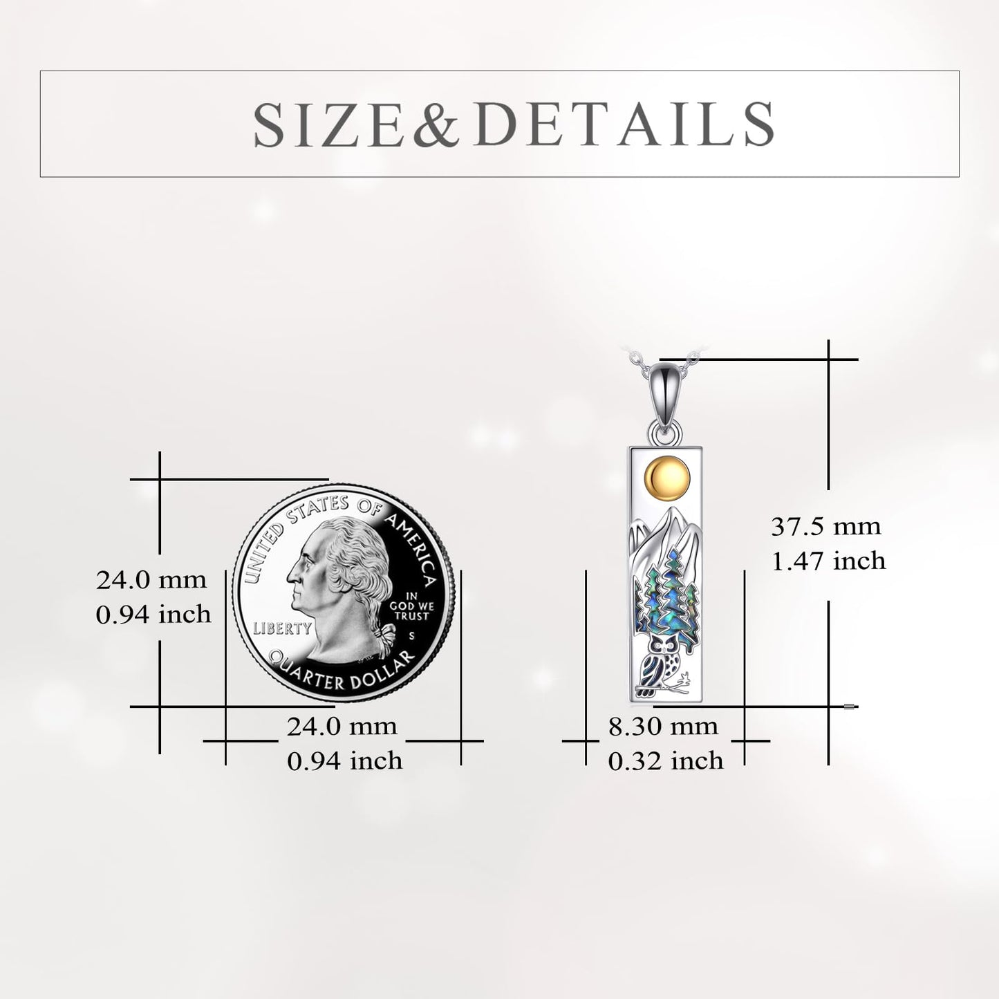 YFN Mountain Owl Necklace for Women Sterling Silver Nature Jewelry Gift for Skiers, Hikers, Campers, Climbers and Nature Lovers