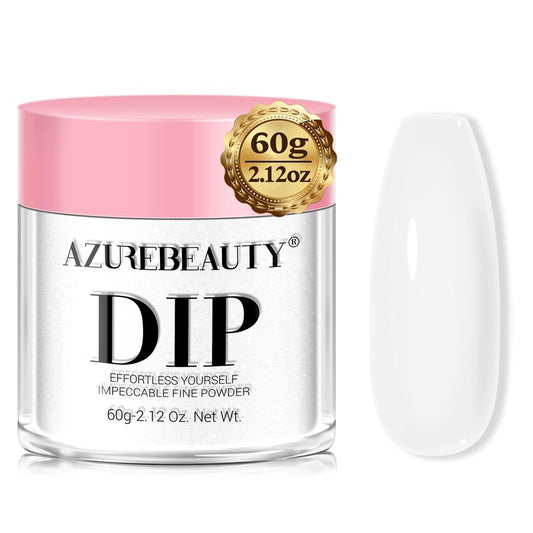 AZUREBEAUTY Pro 60g Dip Powder White Color Large Capacity, Basic Dipping Powder Crystal French Nail Art Starter Manicure Salon DIY at Home, Large Capacity Upgrade, Long-Lasting, No Nail Lamp Needed