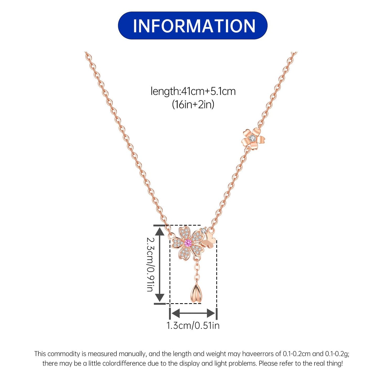 MISEFF 925 Sterling Silver Fashion Pendant Necklace for Women，Fashion Jewelry, 18K Gold Plated， Advanced Retro Series Link Chains ，Basic Multifunctional Accessories Suitable for Multiple Occasions and Daily Wear (Cherry Blossom Butterfly)