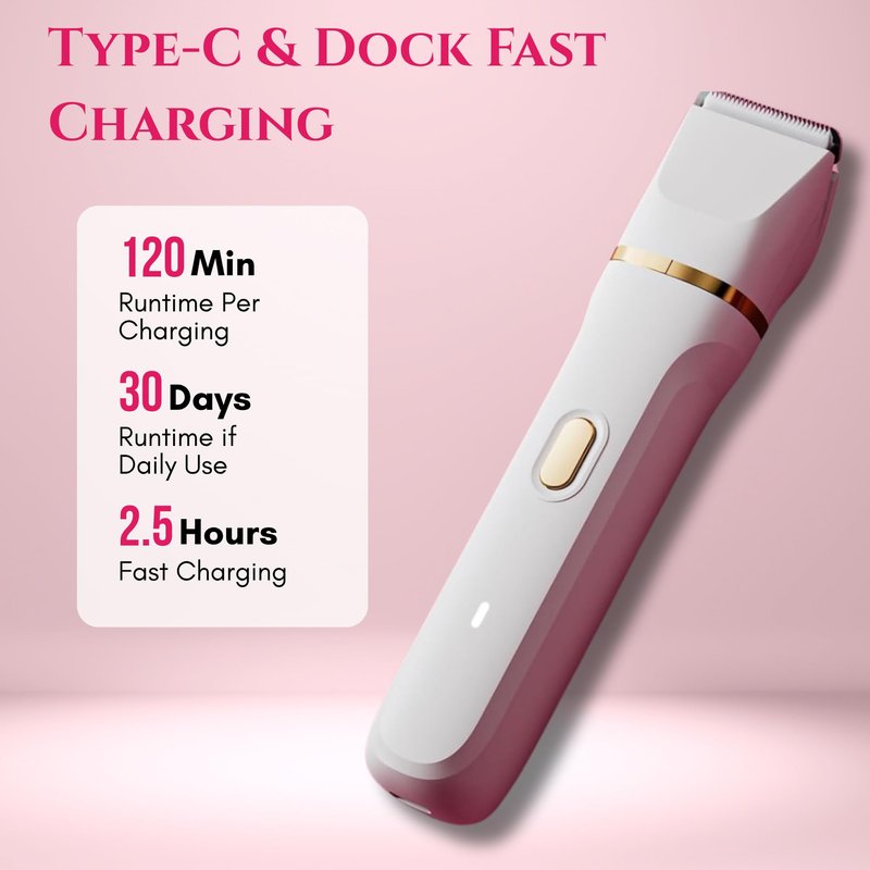 Paradise Bliss Quality 5-in-1 Bikini Trimmer Electric Razors with USB Cord, Excellent Facial Hair Elimination, Wet/Dry Body Shaver for Nose, Eyebrows, Beard, Leg, and Arm, IPX7 Waterproof (White)