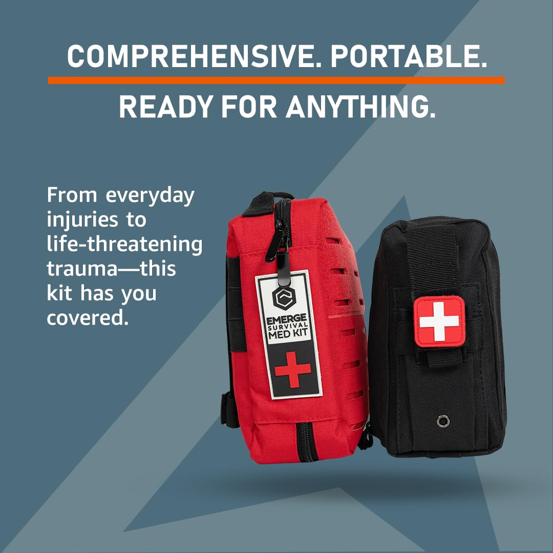 Emerge Survival Ultimate Survival Med Kit – Comprehensive 315‑Piece Emergency Medical & Trauma First Aid System, Hemostatic Gauze, Burn & Wound Care, Splints, Pain Relief & Organized Go‑Anywhere Bag