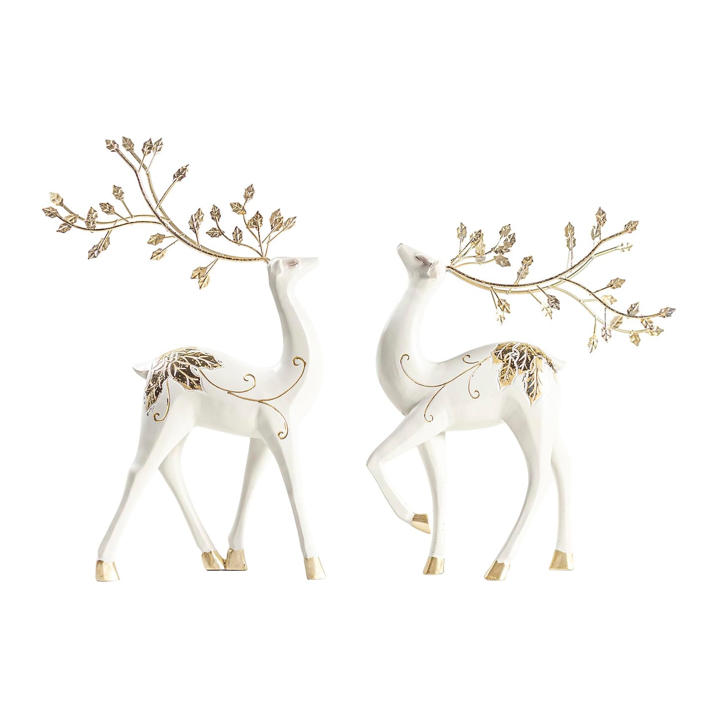 AGKZNTQP 2Pcs Resin Reindeer Figurine Set – Elegant Christmas Reindeer Ornaments, Decorative Reindeer Sculptures for Home, Living Room, Desktop, Office, and Holiday Tabletop Decor