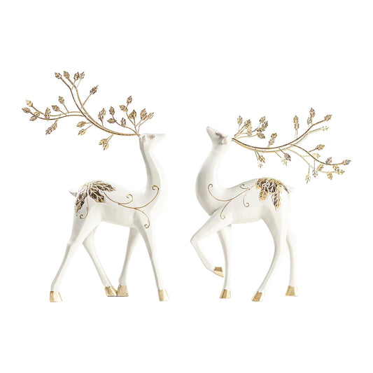 AGKZNTQP 2Pcs Resin Reindeer Figurine Set – Elegant Christmas Reindeer Ornaments, Decorative Reindeer Sculptures for Home, Living Room, Desktop, Office, and Holiday Tabletop Decor