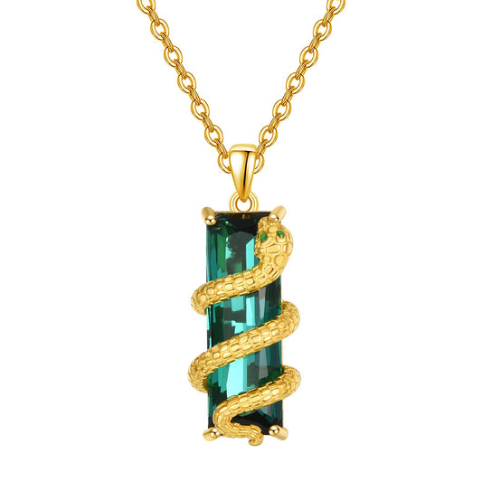 AENEAS Snake Necklace for Women Gold Plated Sterling Silver Green Crystal Jewelry Gifts for Women Wife Her Christmas