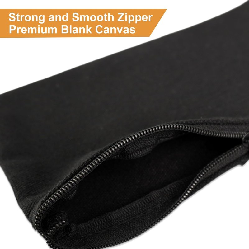 Canvas Zipper Makeup Bags - 84 Pcs Bulk Pencil Pouches for DIY Crafts | Black Cosmetic Storage Set