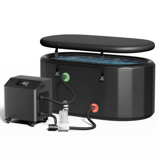 1HP Ice Bath Chiller & Cold Plunge Tub Kit, Cold Plunge Chiller with External Pump & Filter, 216 Gal Oval Ice Bath Tub, XXL Cold Plunge Tub with Water Chiller for Cold Therapy Recovery