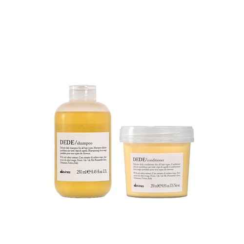 Davines DEDE Delicate Daily Cleansing Shampoo & Conditioner for All Hair Types, Balance & Adds Shine, Weightless Detangling, 8.45 & 8.93 fl. oz. (Full Size Set)