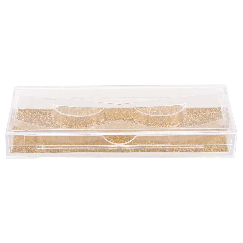 JAPCHET 40 Pack 4.3x2 Inch Transparent Empty Eyelash Cases, Plastic Eyelash Case with Eyelash Tray and Gold Glitter Card Paper, False Eyelash Storage Box Case for Makeup Artists, Women