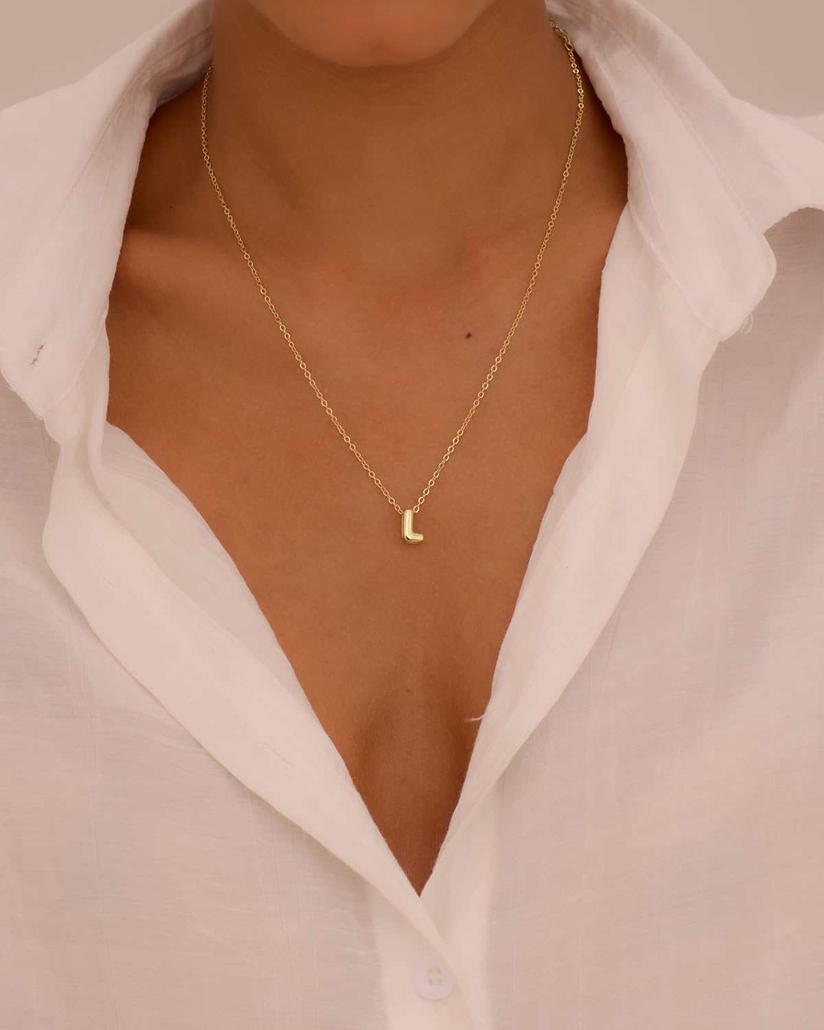 CUEZIY 14K Gold Plated Bubble Letter Necklace Initial Necklaces for Women Dainty Personalized Charm Pendant Name Necklace Cute Non Tarnish Fashion Accessories Teen Gift Trendy Stuff Jewelry Gifts