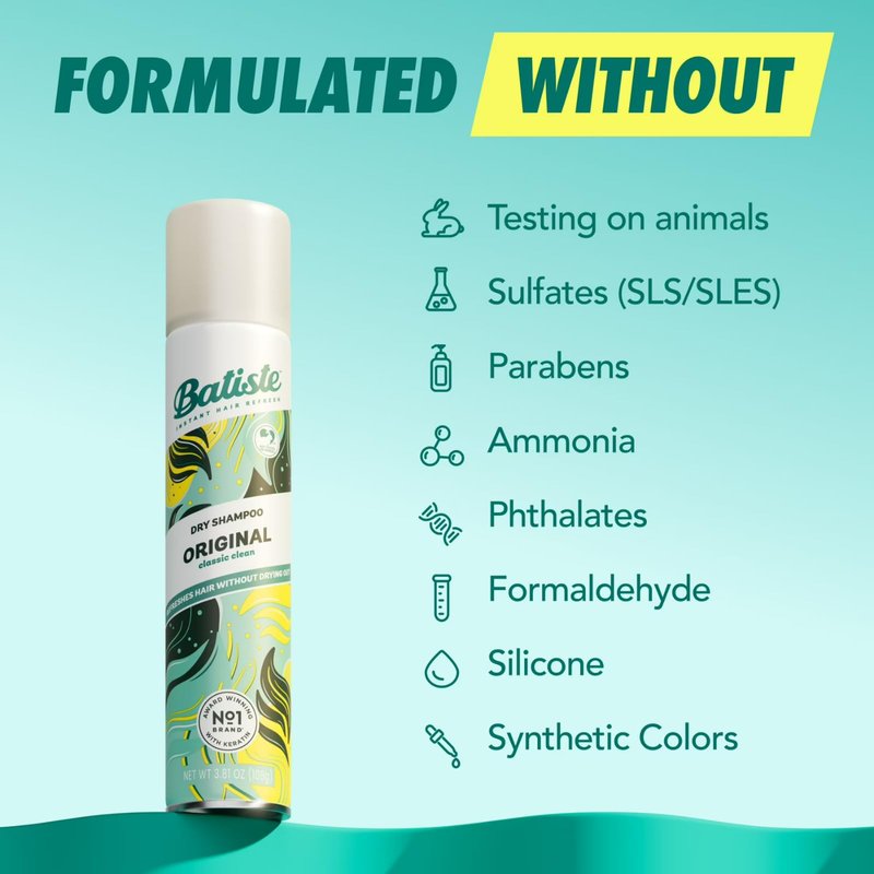 Batiste Dry Shampoo, Original Fragrance, Refresh Hair and Absorb Oil Between Washes, Waterless Shampoo for Added Hair Texture and Body, 3.81 OZ Dry Shampoo Bottle, 3 Pack