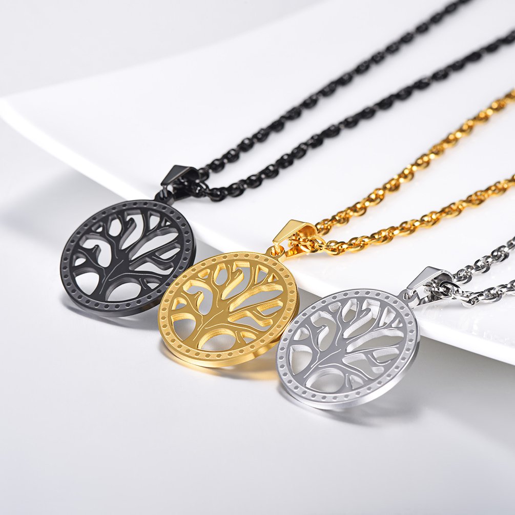PROSTEEL Tree of Life Necklace, Family Tree Pendant, Stainless Steel, 22" Adjustable, Unisex Adult