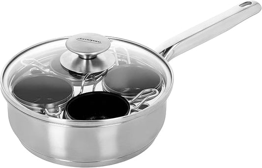 Demeyere Resto Ceramic coating 4-cup Stainless Steel Egg Poacher Set